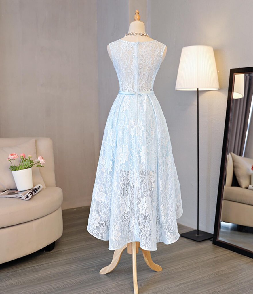 Homecoming Dress Light Sky Blue Asymmetrical Short Prom Dress Party Dress Homecoming Dress BabaMila