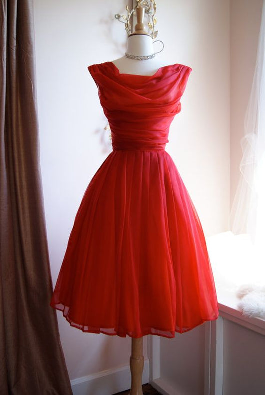 Homecoming Dress Vintage Knee-length Ruffles Short Prom Dress Party Dress Homecoming Dress BabaMila