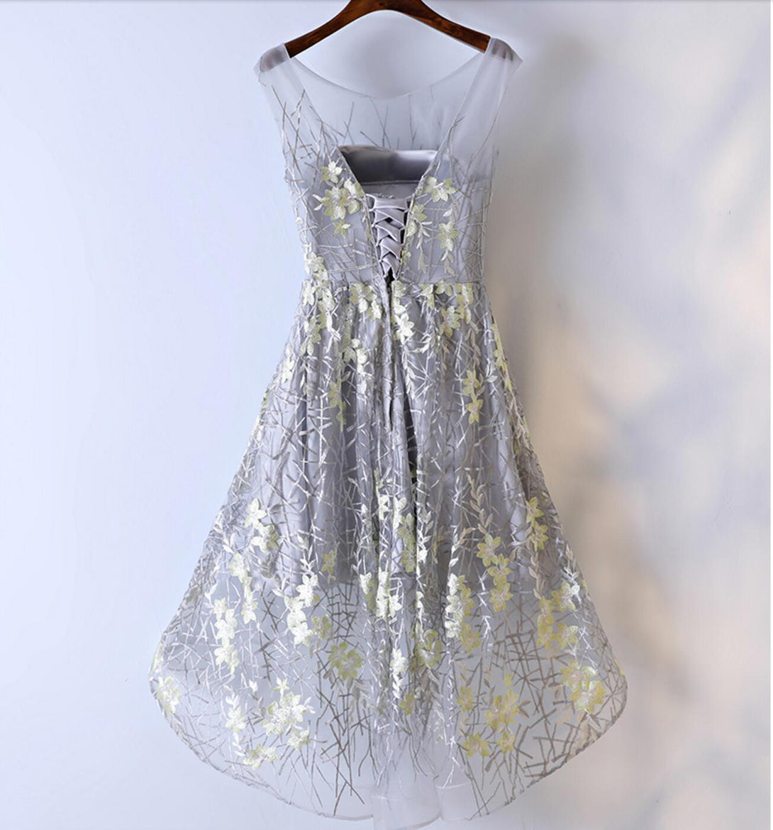 Homecoming Dress Silver Organza Asymmetrical Short Prom Dress Party Dress Homecoming Dress BabaMila