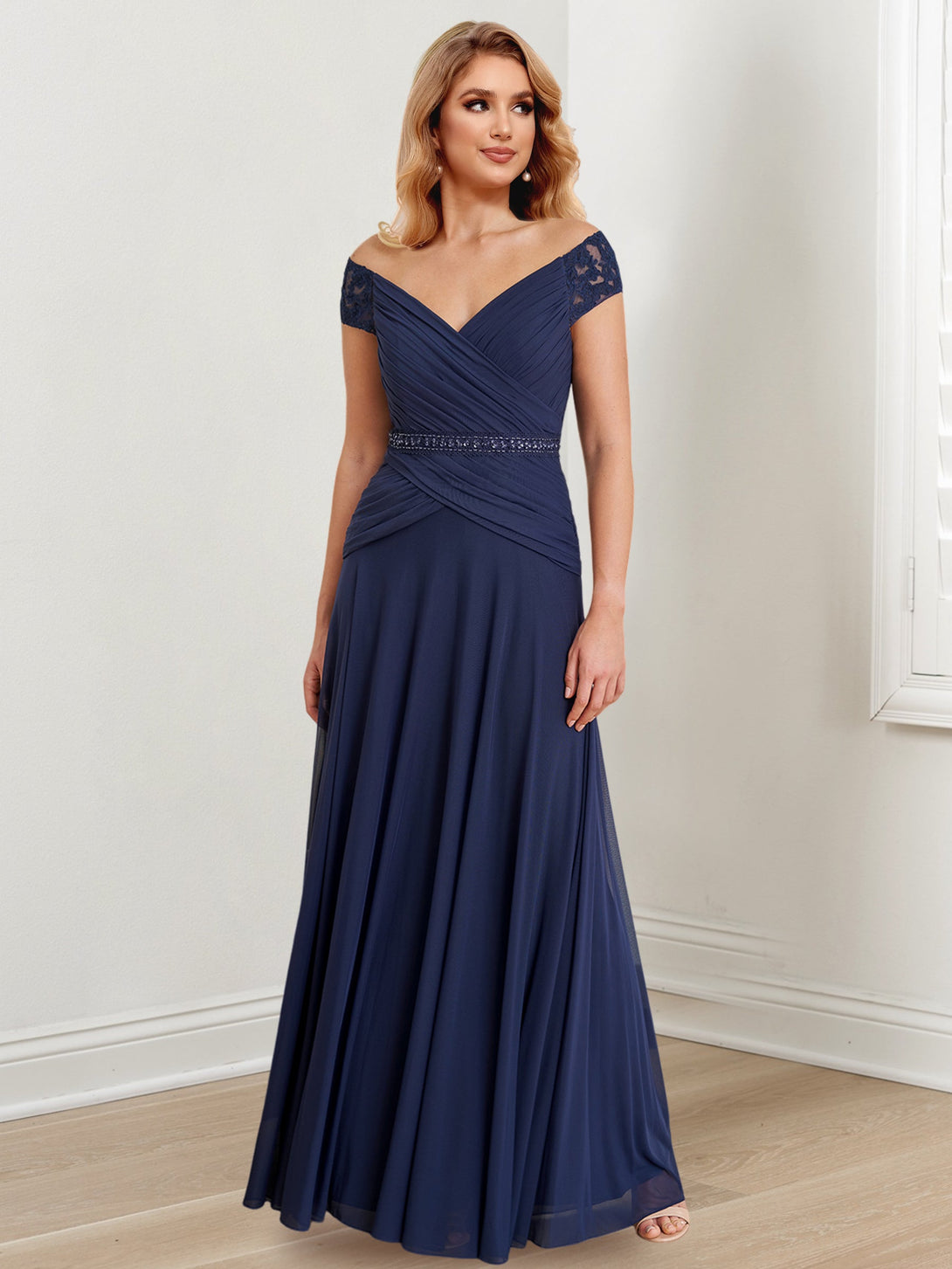 A-Line/Princess Off-The-Shoulder Floor-Length Mother Of The Bride Dresses BabaMila