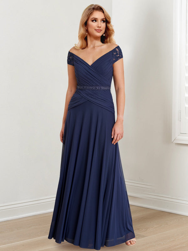 A-Line/Princess Off-The-Shoulder Floor-Length Mother Of The Bride Dresses BabaMila