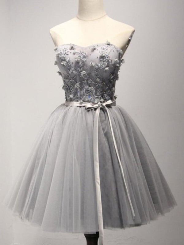 Homecoming Dress Sweetheart Hand-Made Flower Short Prom Dress Party Dress Homecoming Dress BabaMila