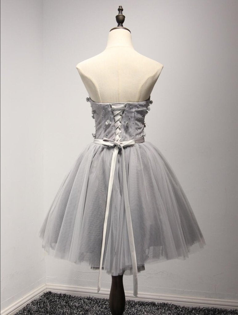 Homecoming Dress Sweetheart Hand-Made Flower Short Prom Dress Party Dress Homecoming Dress BabaMila