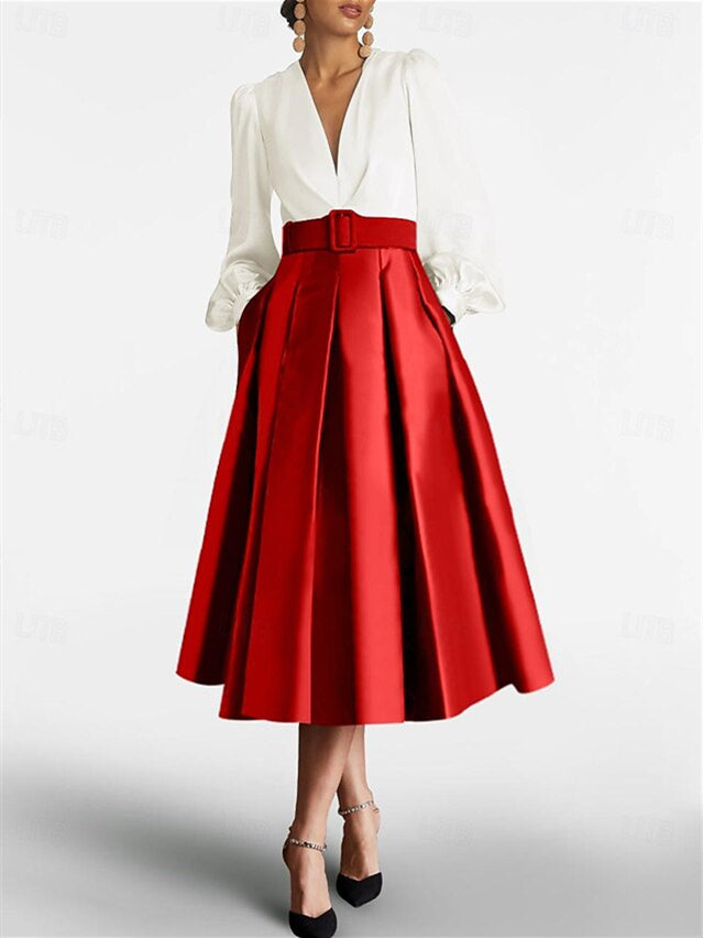 A-Line/Princess V-Neck Long Sleeves Mother Of The Bride Dresses With Belt BabaMila