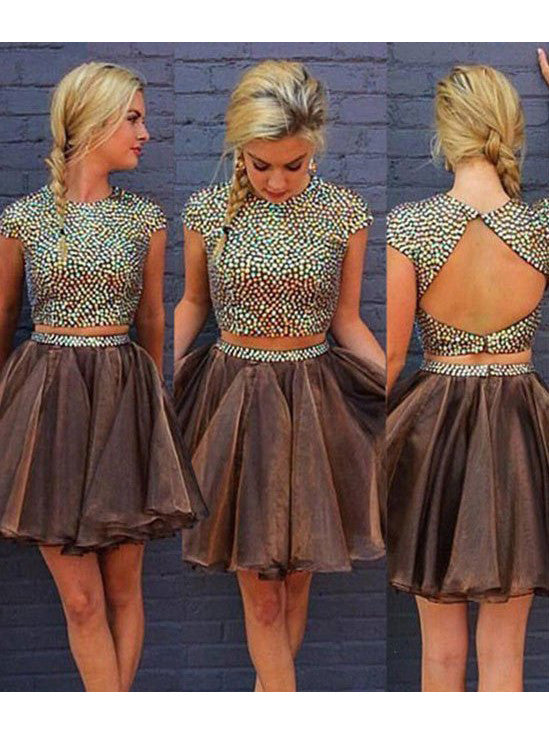 Homecoming Dress Rhinestone Scoop Short Prom Dress Party Dress Homecoming Dress BabaMila