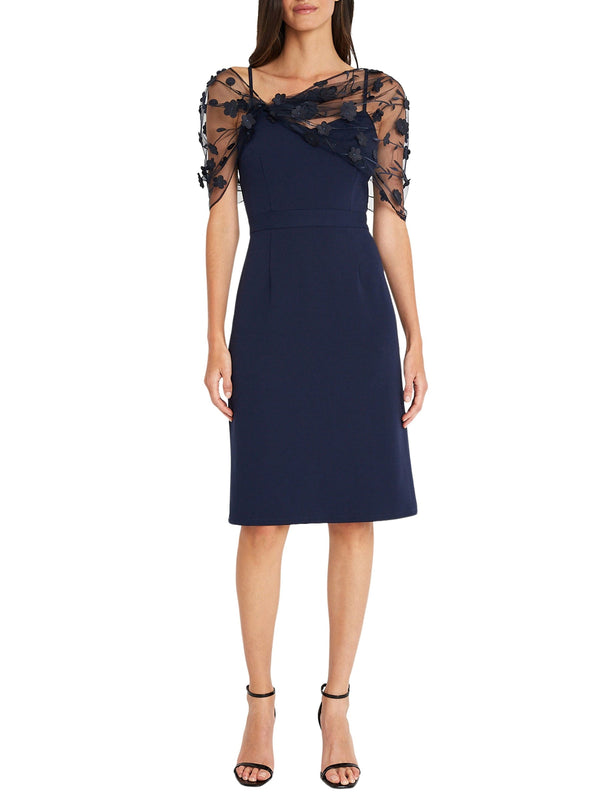 Sheath/Column Spaghetti Straps Sleeveless Knee-Length Mother Of The Bride Dress With Watteau Train BabaMila