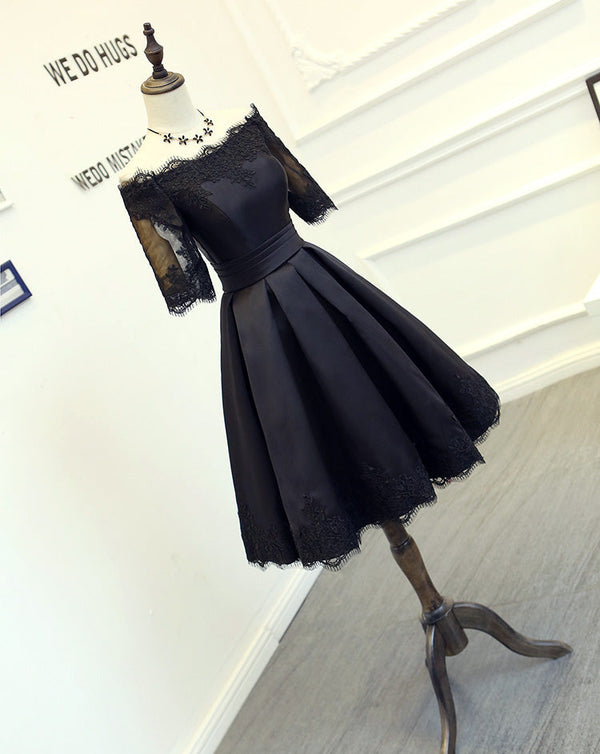 Homecoming Dress Little Black Dress Satin Short Prom Dress Party Dress Homecoming Dress BabaMila
