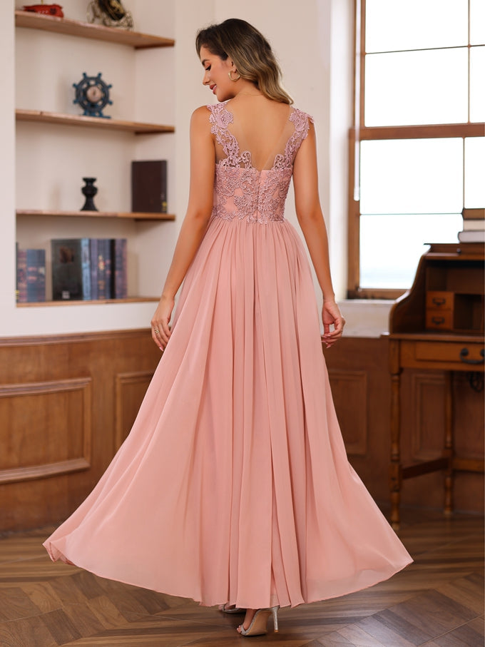 A-Line/Princess V-Neck 2 Pics Floor-Length Mother Of The Bride Dresses With Appliques & Wrap BabaMila