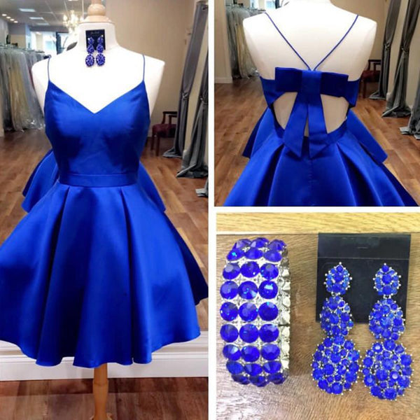 Homecoming Dress Spaghetti Straps Royal Blue Short Prom Dress Party Dress Homecoming Dress BabaMila