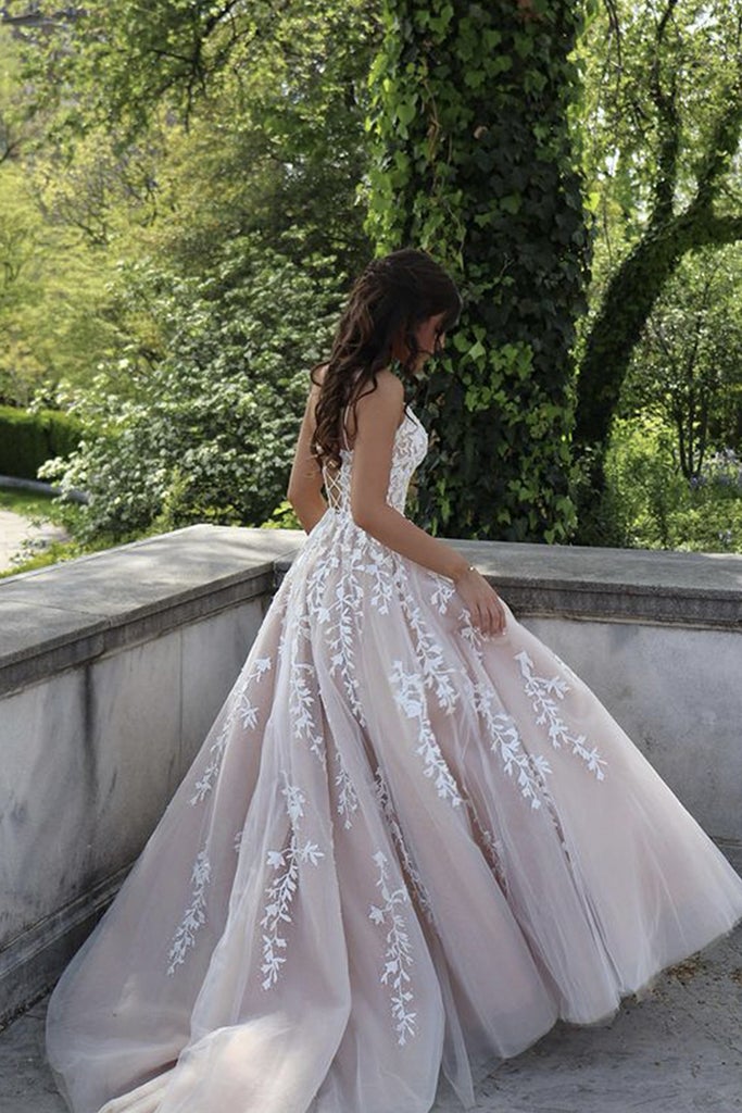 Ball Gown Spaghetti Straps Floor-length Lace Wedding Dress BabaMila