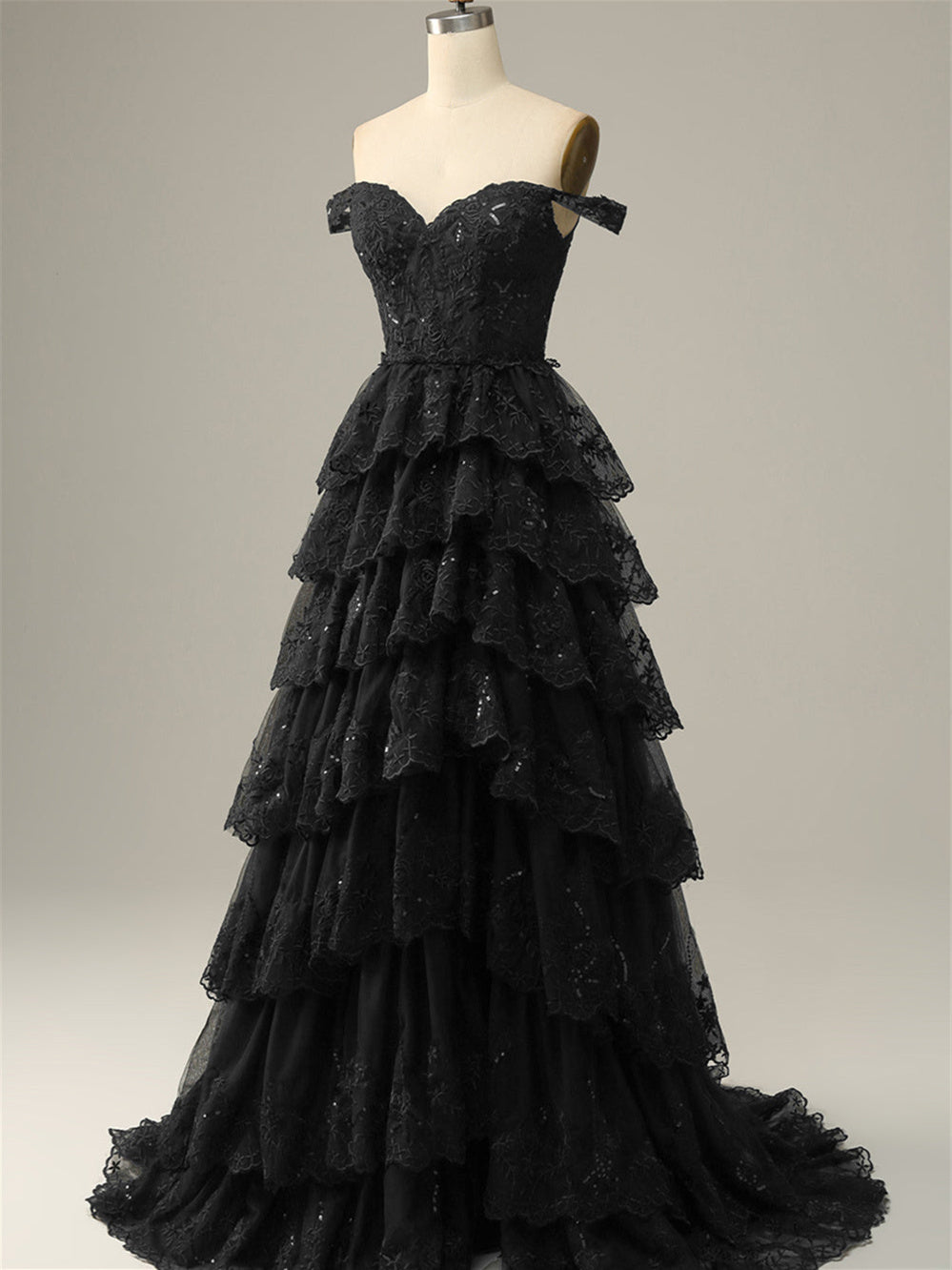 A-Line/Princess Sweetheart Off The Shoulder Sleeveless Floor-Length Evening Dress With Sequins BabaMila