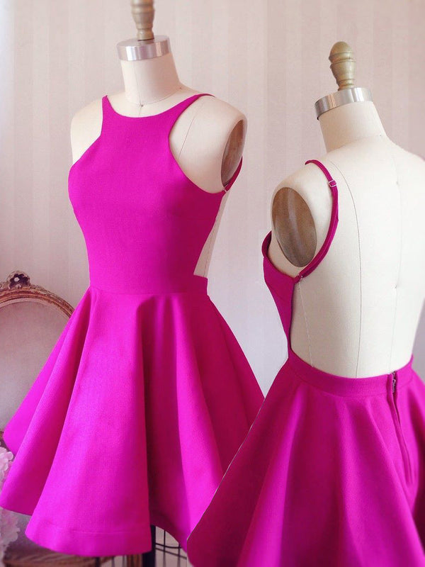 Homecoming Dress Sexy Backless Fuchsia Short Prom Dress Party Dress Homecoming Dress BabaMila