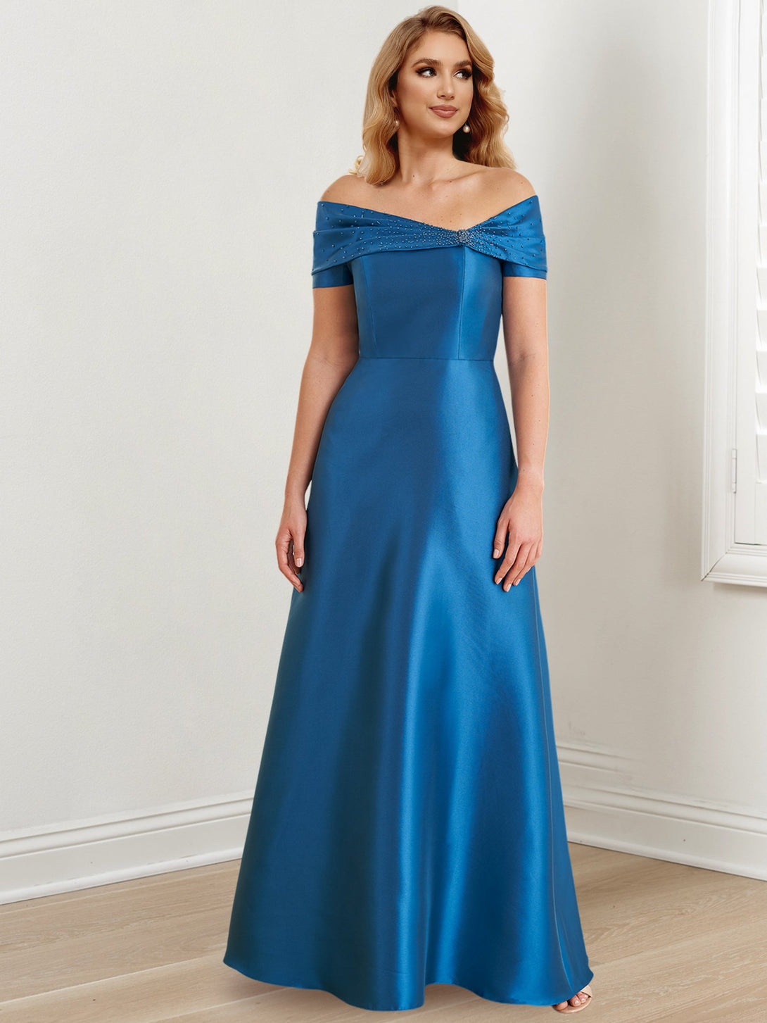 A-Line/Princess Off-The-Shoulder Floor-Length Mother Of The Bride Dresses BabaMila