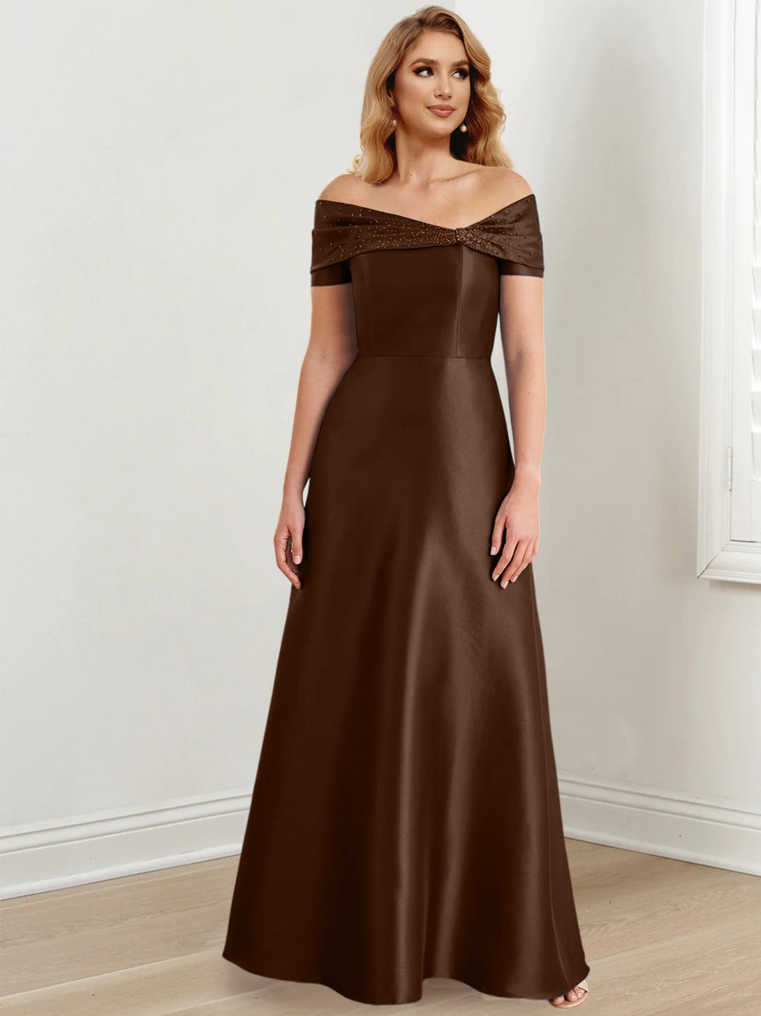 A-Line/Princess Off-The-Shoulder Floor-Length Mother Of The Bride Dresses BabaMila