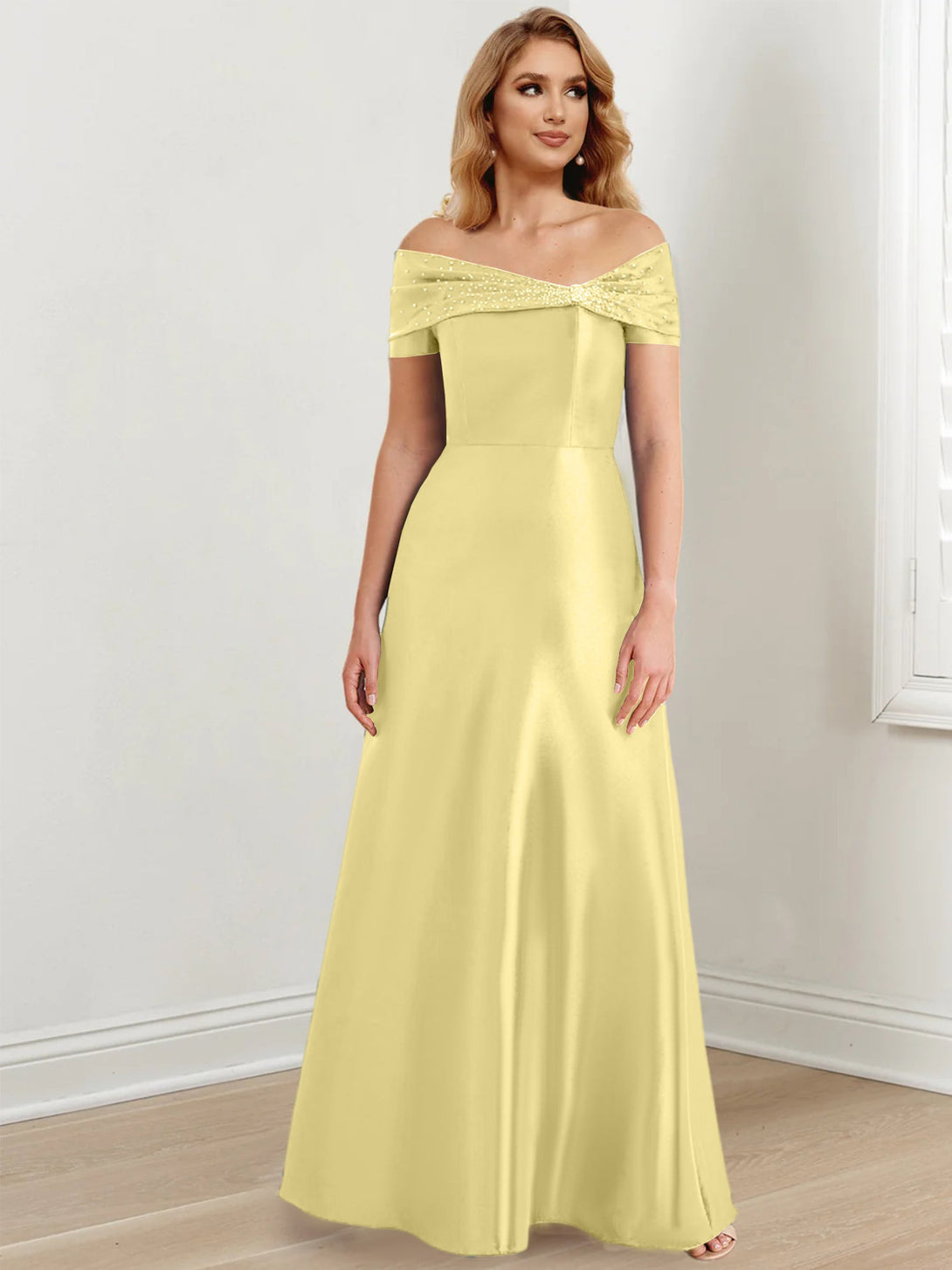 A-Line/Princess Off-The-Shoulder Floor-Length Mother Of The Bride Dresses BabaMila