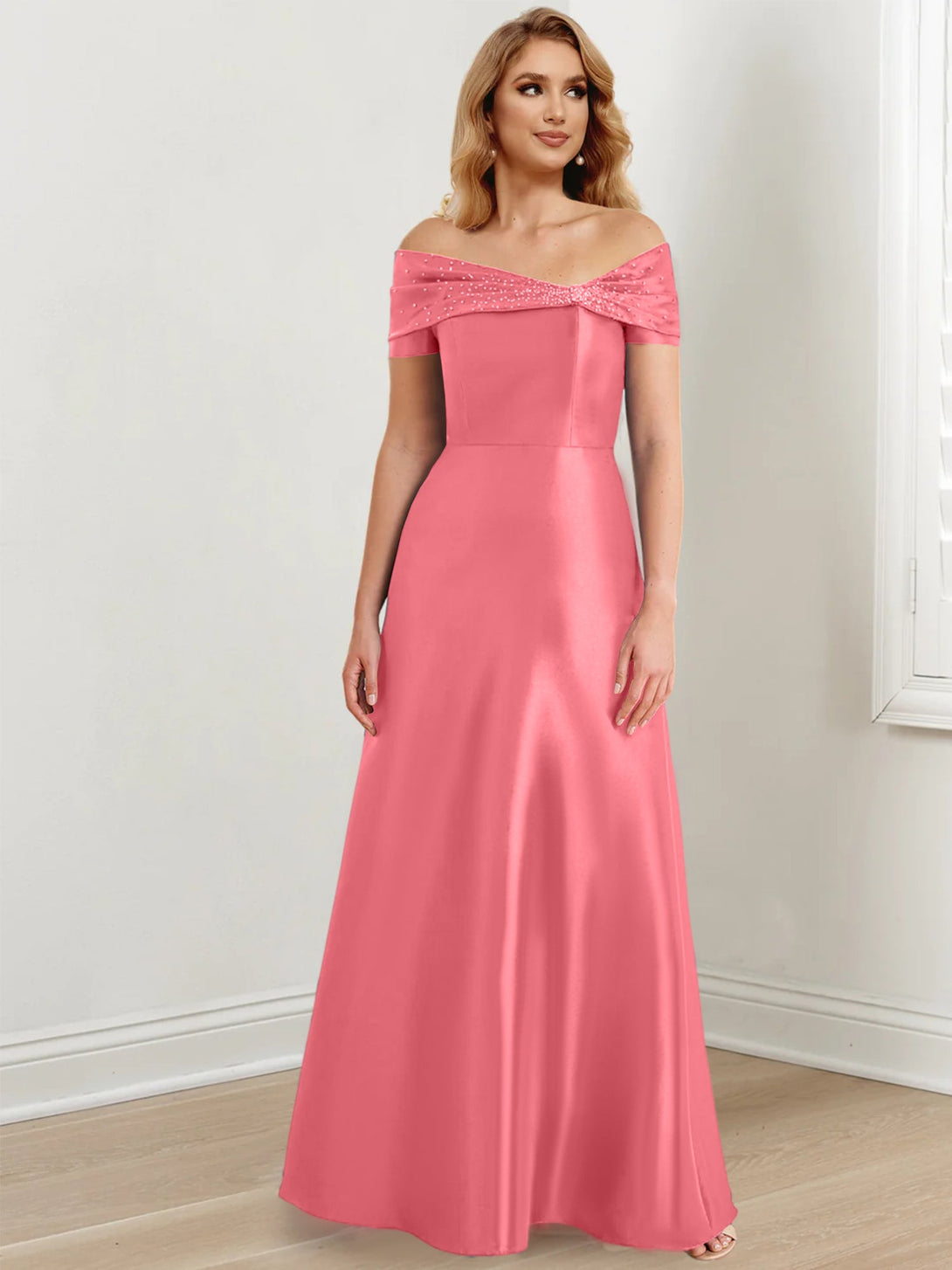 A-Line/Princess Off-The-Shoulder Floor-Length Mother Of The Bride Dresses BabaMila