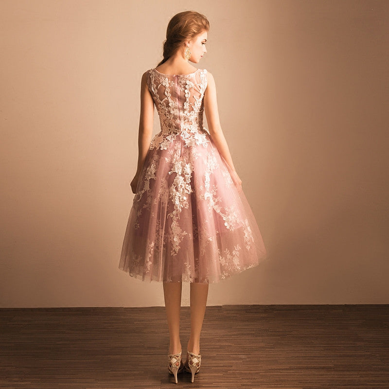 Homecoming Dress Sexy Pink Appliques Short Prom Dress Party Dress Homecoming Dress BabaMila