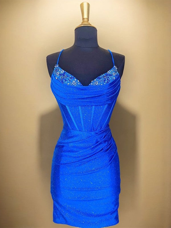 Sheath Spaghetti Straps Pleated Short/Mini Corset Dress BabaMila