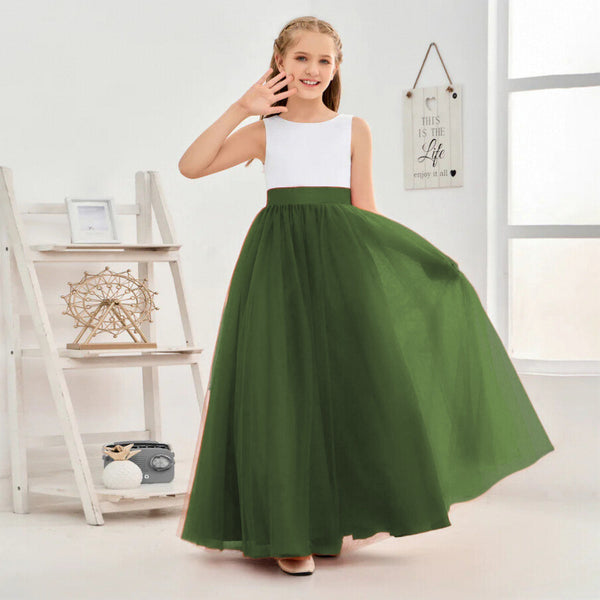 Sleeveless V Back Ivory Cabernet Tulle Flower Girl Dress Gidiondress Dark Green 12M