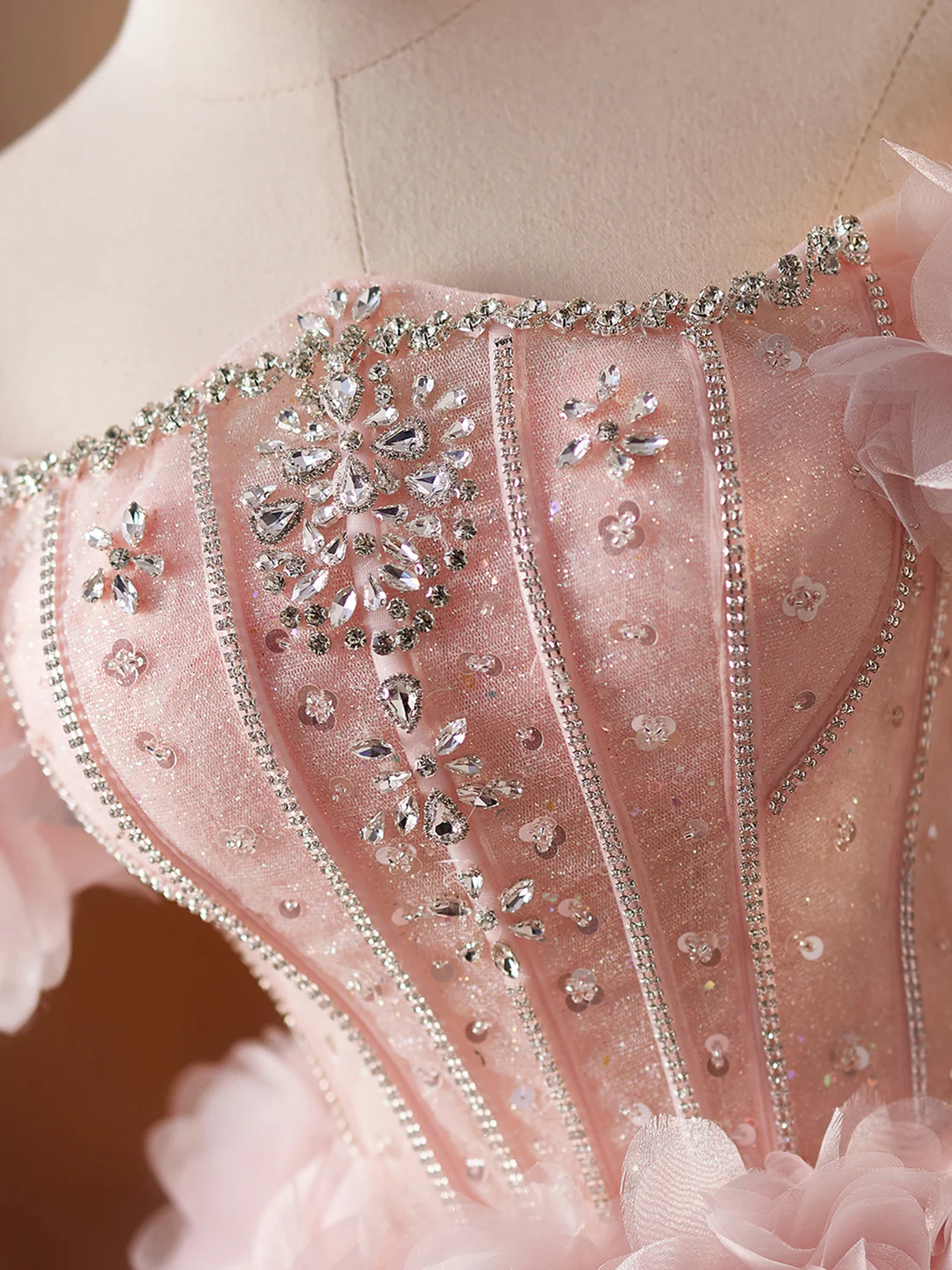 A-Line Tulle Beads Pink Short Prom Dress, Pink Homecoming Dress Homecoming Dress BabaMila