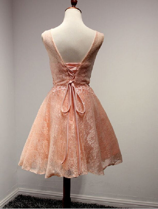 Homecoming Dress Orange Lace Lace-up Short Prom Dress Party Dress Homecoming Dress BabaMila