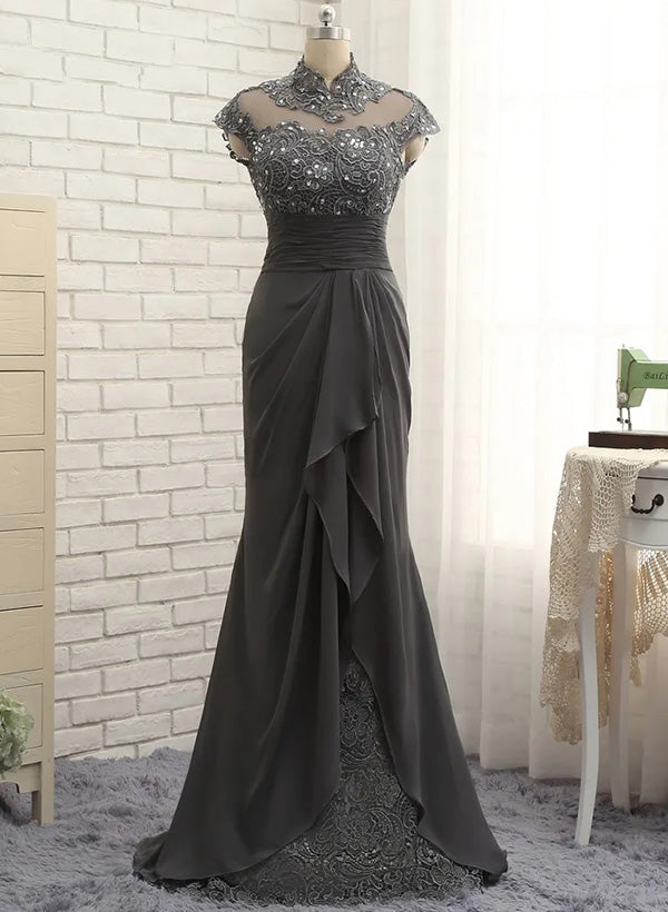 Sheath/Column High Neck Floor-Length Mother Of The Bride Dresses BabaMila