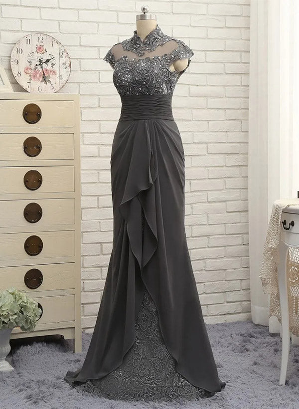 Sheath/Column High Neck Floor-Length Mother Of The Bride Dresses BabaMila