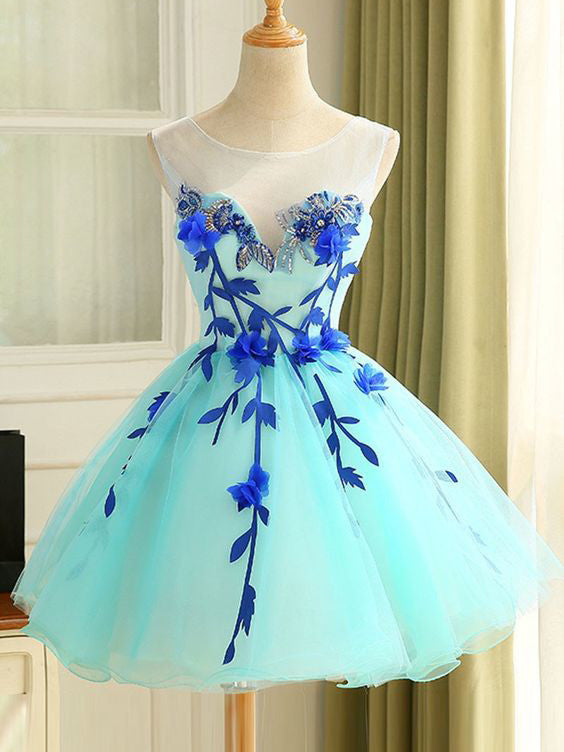 Homecoming Dress Beautiful Hand-Made Flower Short Prom Dress Party Dress Homecoming Dress BabaMila