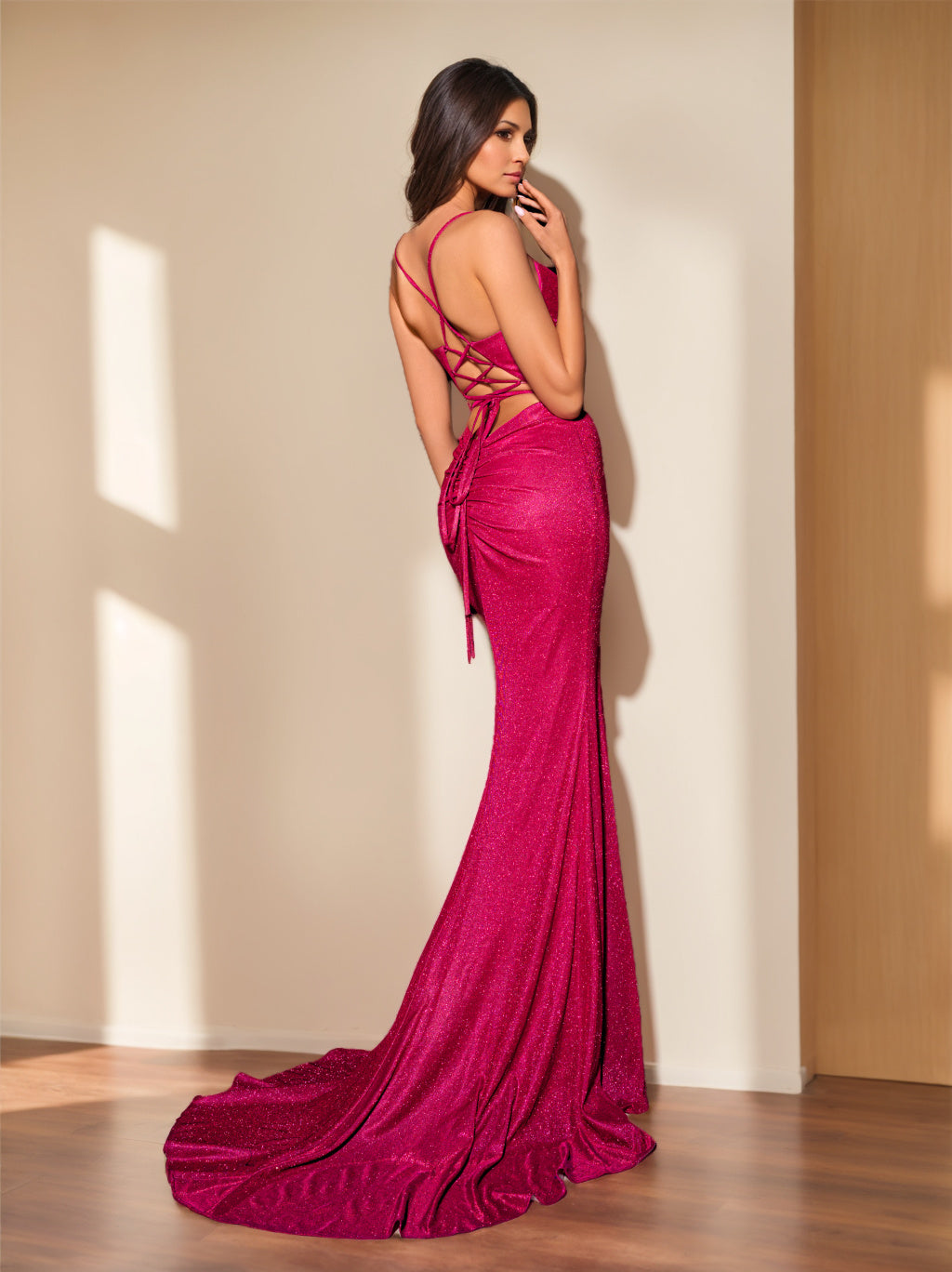 Trumpet/Mermaid Spaghetti Straps Sleeveless Floor-length Prom Evening Dresses with Split Side BabaMila