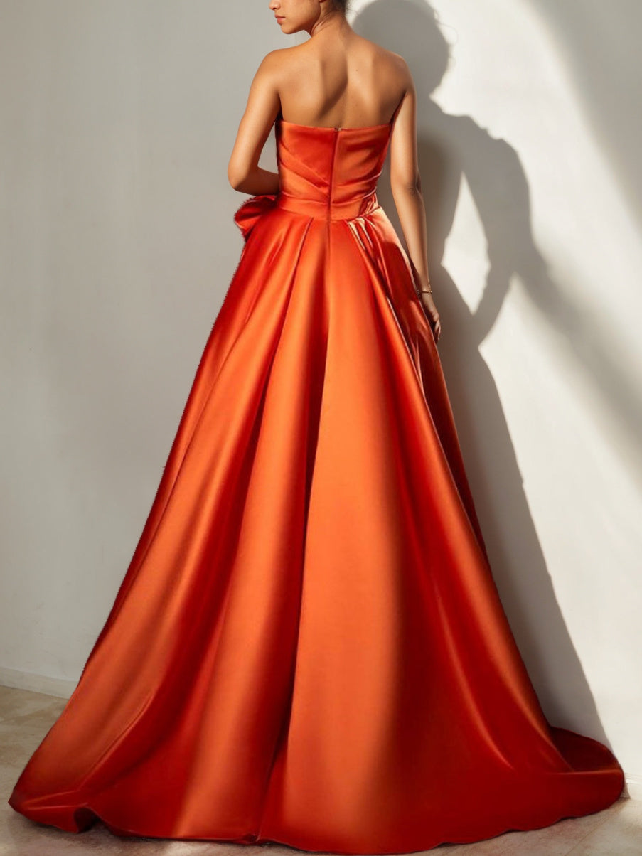 A-Line/Princess Strapless Sweetheart Floor-Length Prom Evening Dresses With Ruched/Split Side BabaMila