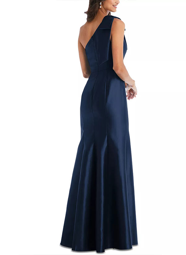 Sheath/Column One-Shoulder Sleeveless Satin Mother Of The Bride Dresses With Bowknot BabaMila