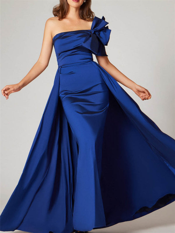 A-Line/Princess Floor-Length One-Shoulder Sleeveless Mother Of The Bride Dresses With Bow(S) BabaMila