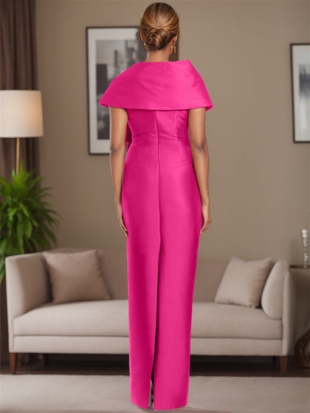 Sheath/Column Satin Floor-Length Sleeveless Asymmetrical Bow(S) Mother Of The Bride Dresses BabaMila