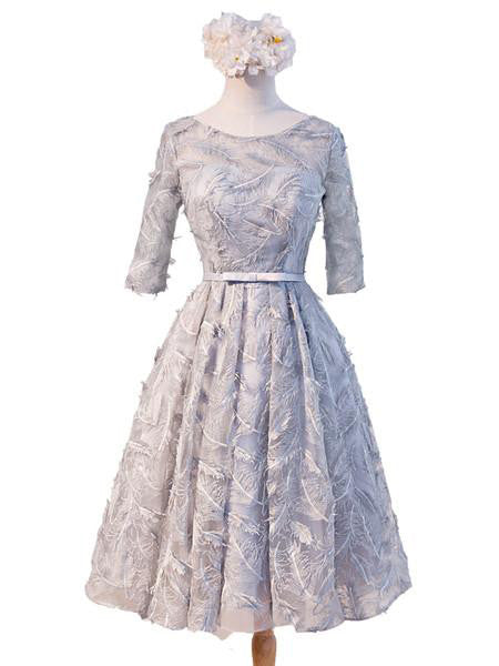 Homecoming Dress Lace Knee-length Bowknot Short Prom Dress Party Dress Homecoming Dress BabaMila