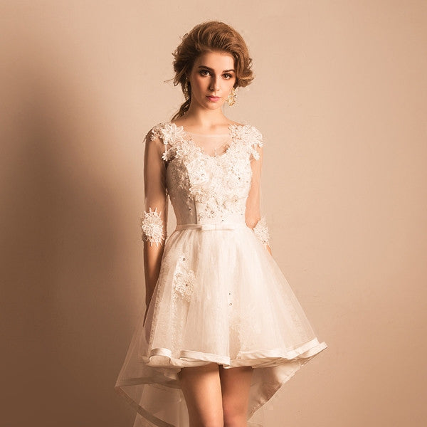 Homecoming Dress Tea-length Appliques Short Prom Dress Party Dress Homecoming Dress BabaMila