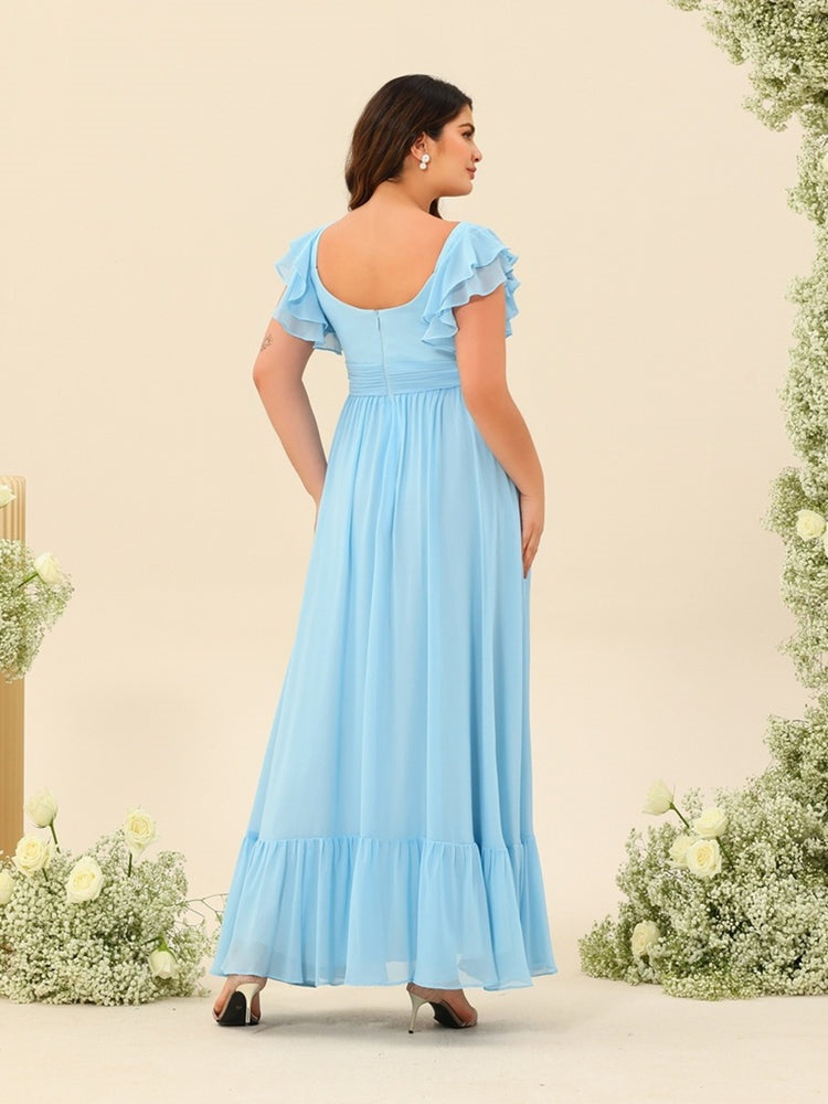A-Line/Princess Ankle-Length Sleeveless Plus Size Bridesmaid Dresses With Ruffles BabaMila