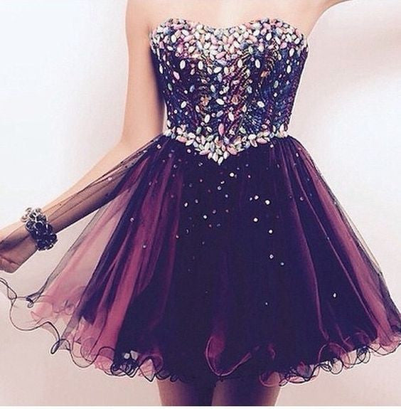 Homecoming Dress Chic Sweetheart Tulle Short Prom Dress Party Dress Homecoming Dress BabaMila