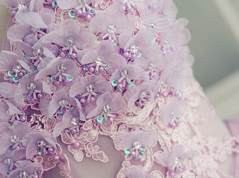 Homecoming Dress V-neck Appliques Lilac Short Prom Dress Party Dress） Homecoming Dress BabaMila