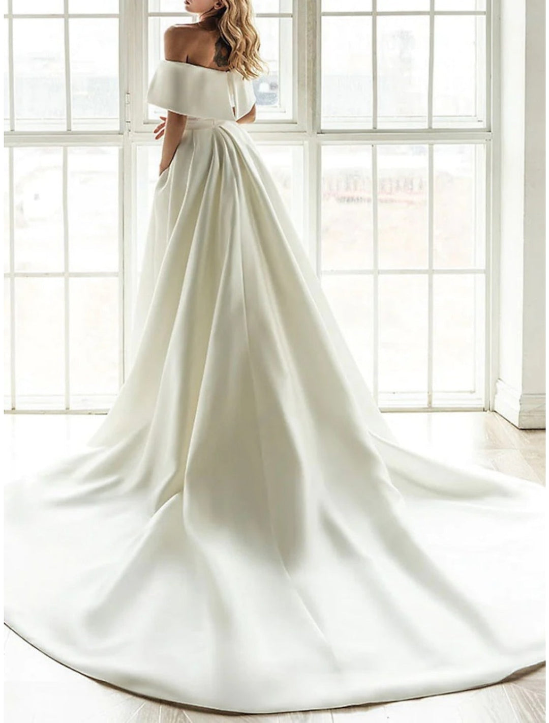 A-Line/Princess Off-the-Shoulder Floor-length Wedding Dress With Ruched BabaMila