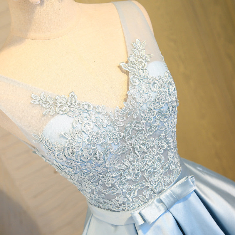 Homecoming Dress Blue V-neck Appliques Short Prom Dress Party Dress Homecoming Dress BabaMila