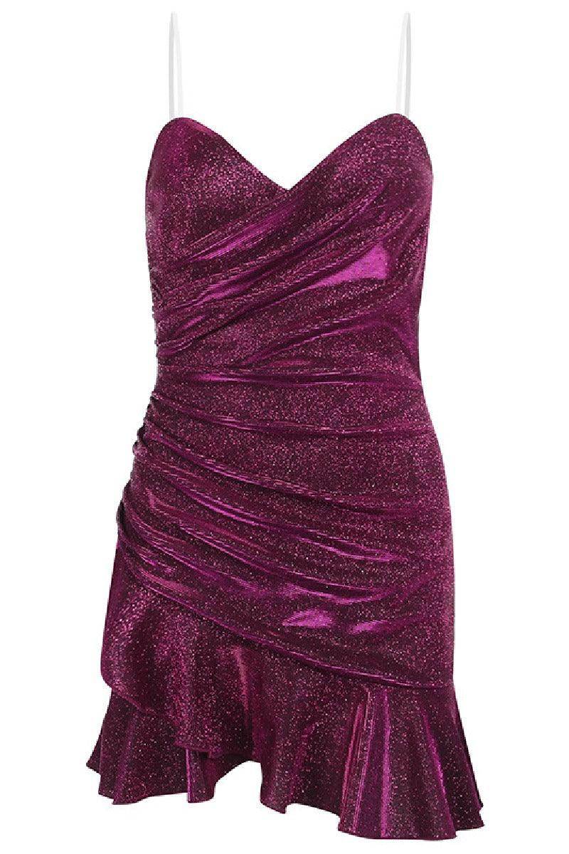 Hip Skirt Sexy Slim-Fit Bright Silk Halter Cocktail Dress Homecoming Dress BabaMila