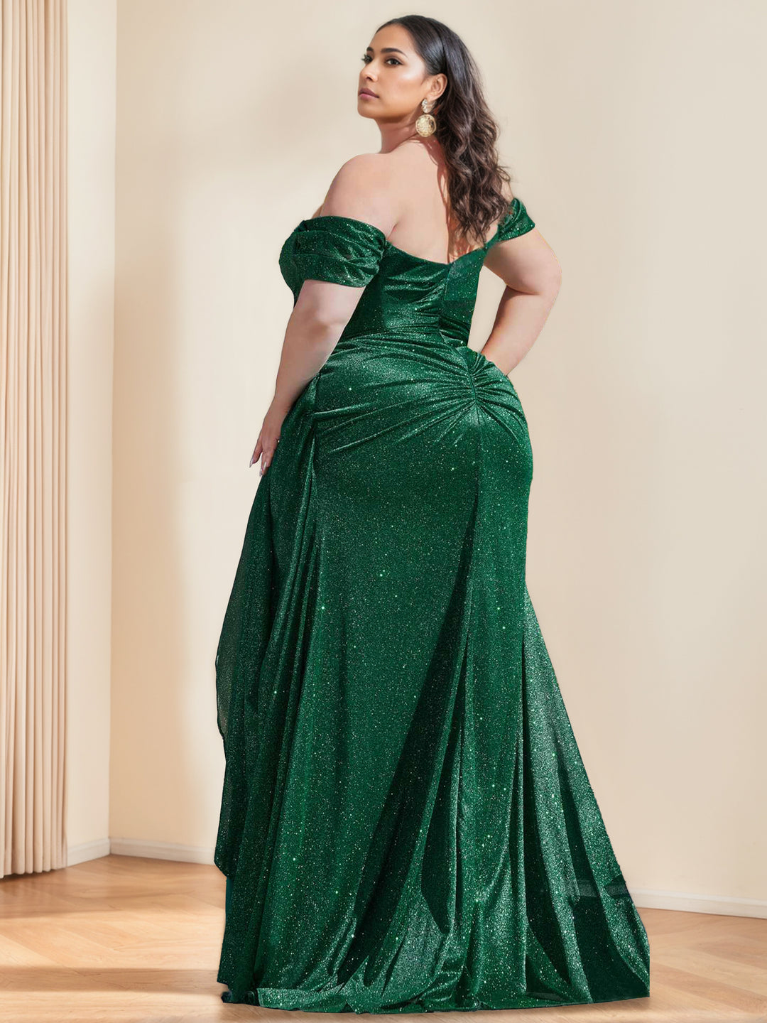 Mermaid/Trumpet Sweetheart Off-The-Shoulder Sleeveless Floor-Length Prom Evening Dresses with Sequins/Ruffles BabaMila