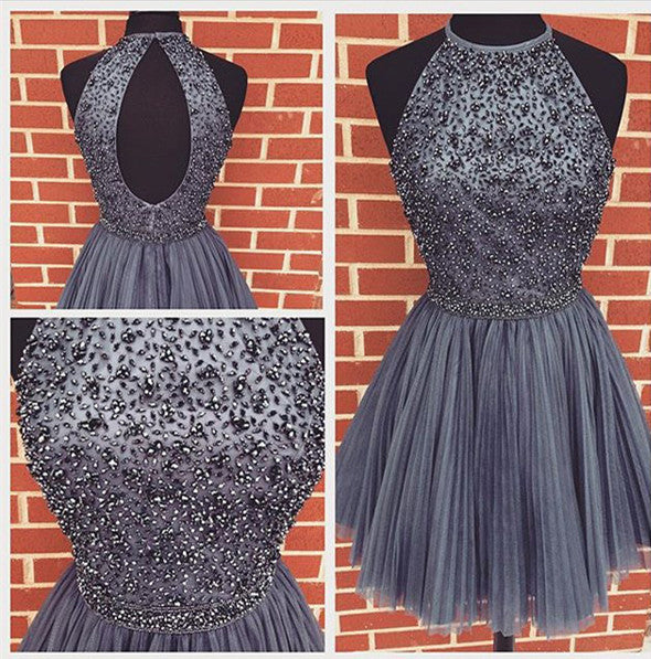 Homecoming Dress Beading Halter Sexy Short Prom Dress Party Dress Homecoming Dress BabaMila