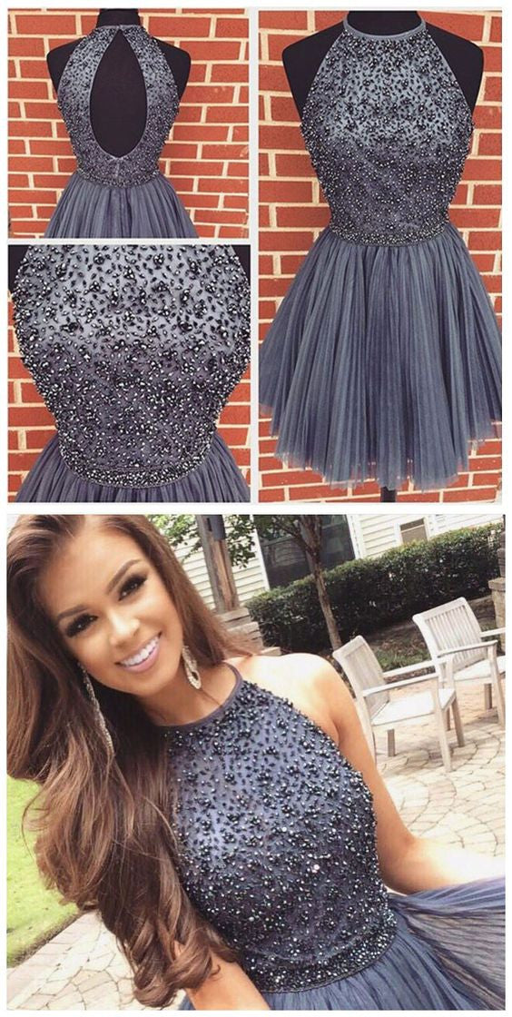 Homecoming Dress Beading Halter Sexy Short Prom Dress Party Dress Homecoming Dress BabaMila