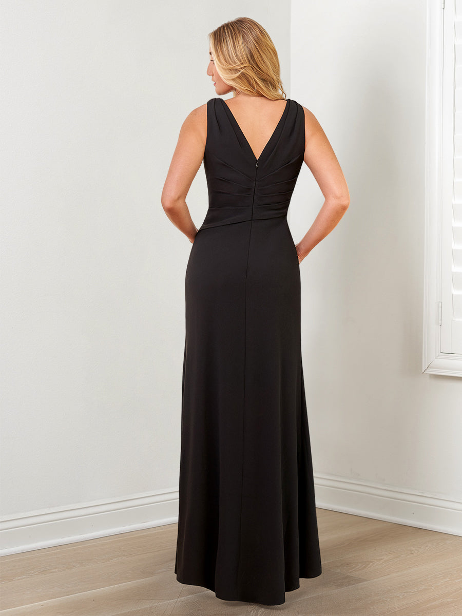 Sheath/Column V-Neck Mother Of The Bride Dresses With Wraps & Split Side BabaMila