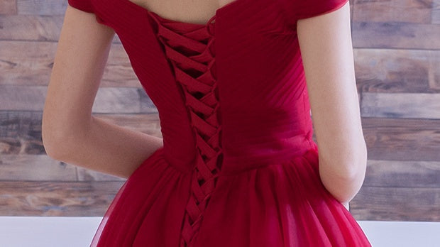 Homecoming Dress Off-the-shoulder Burgundy Short Prom Dress Party Dress） Homecoming Dress BabaMila