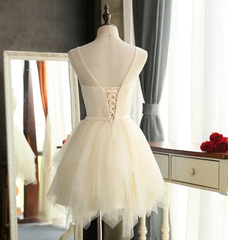 Homecoming Dress Chic Lace-up Scoop Tulle Short Prom Dress Party Dress Homecoming Dress BabaMila