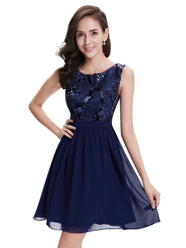 Homecoming Dress Chic Dark Navy Lace Short Prom Dress Party Dress Homecoming Dress BabaMila