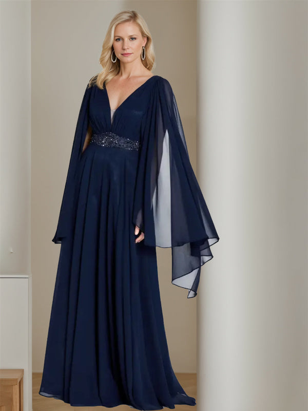 A-Line/Princess V-Neck Sleeveless Floor-Length Mother Of The Bride Dresses BabaMila