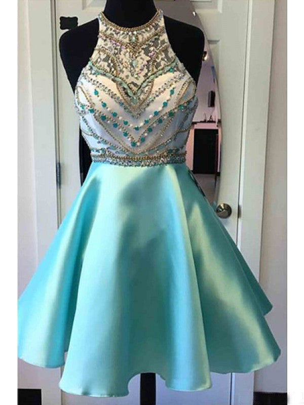 Homecoming Dress Halter Sexy Rhinestone Short Prom Dress Party Dress Homecoming Dress BabaMila